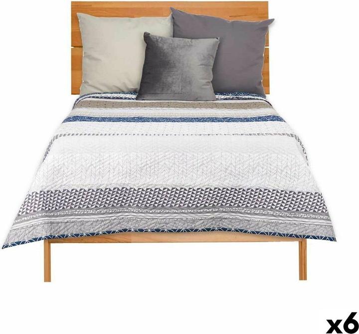 Gift Wendbare Tagesdecke 240 x 260 cm sechseckig Blau Weiss Grau (6 Stück) (240 x 260 cm)