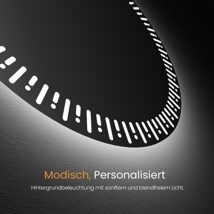 Produktbild Emke Badspiegel mit Beleuchtung Φ50cm,Beschlagfrei, 3 Farbtemperaturen(3000K-6500K) und dimmbaren
