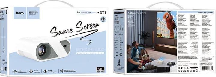 Actual product image Hoco Headphone with microphone projector Wi-Fi Bluetooth 720P DT1 white (HD ready, 140 lm)