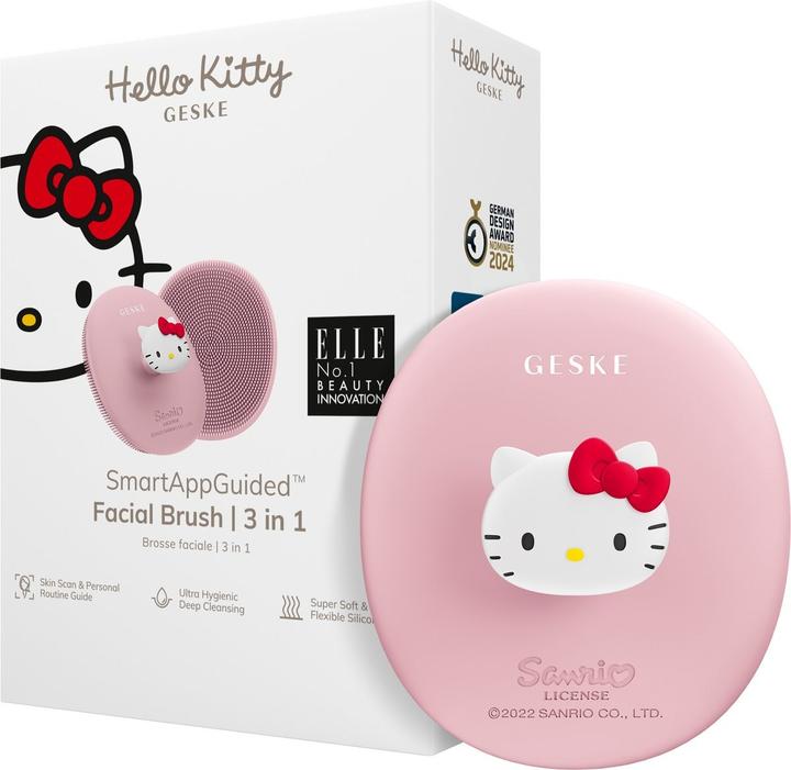 Immagine prodotto Geske Szczoteczka do czyszczenia twarzy 3w1 z uchwytem z Aplikacją (Hello Kitty różowy)