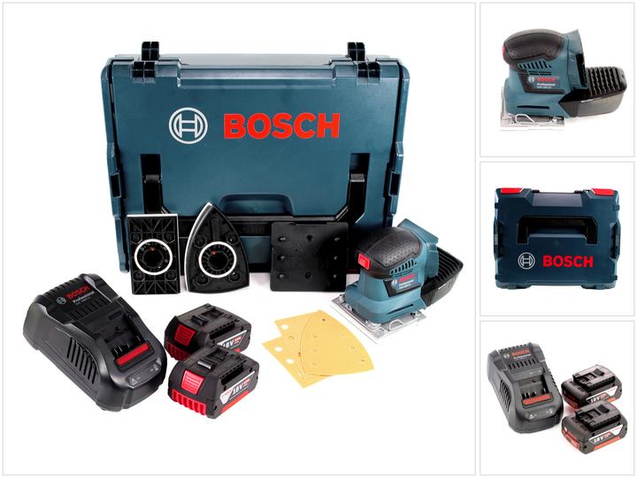 Bosch Professional GSS 18V-10 battery orbital sander 18V + 2x battery 5.0Ah + charger + L-Boxx (Sander)