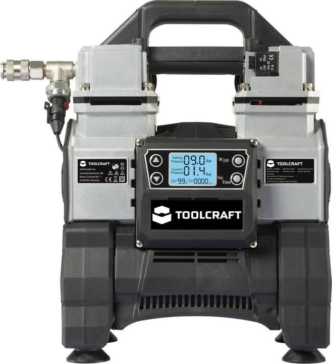 Immagine prodotto Toolcraft TO-8952876 Compressore d'aria 500W 12 V/DC, 24 V/DC, 220 V/AC 9 bar (9 bar, 5 l)