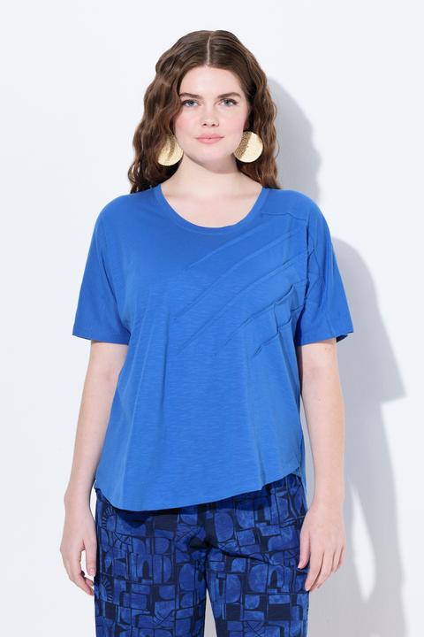 Actual product image Ulla Popken Damen grosse Grössen T-Shirt, Biesen, Rundhals, Halbarm kornblumenblau 50+ 838884744-50+ (50, 52)