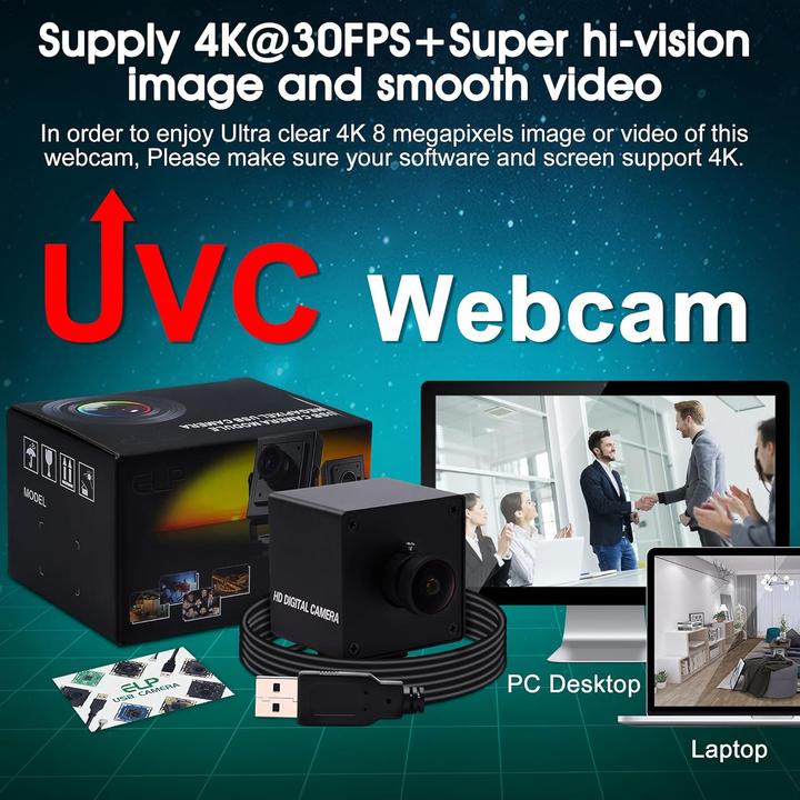 Produktbild ELP 4K Ultra HD Weitwinkel-Webcam mit 170° Objektiv