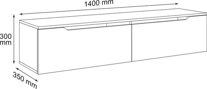 Image du produit SONNI Low-Profile-TV-Schrank, Weiss Hochglanz hängend 160 x 35 x 30 cm, TV-Schrank mit LED-Beleuchtun (160 x 35 x 30 cm)