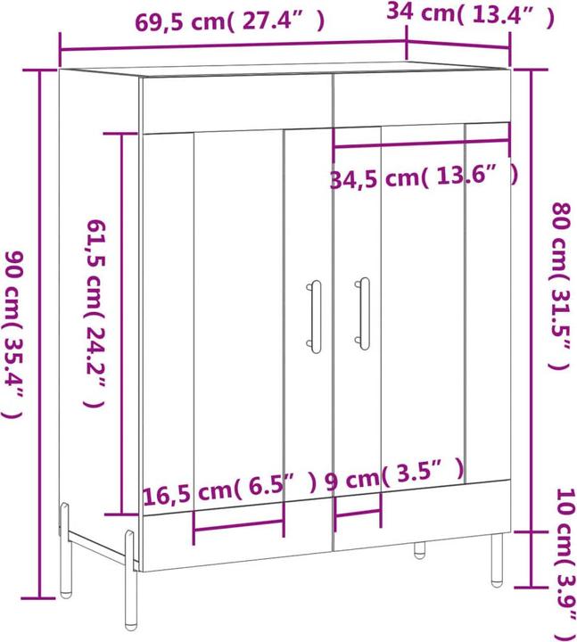 Image du produit vidaXL Sideboard (69.50 x 34 x 90 cm)