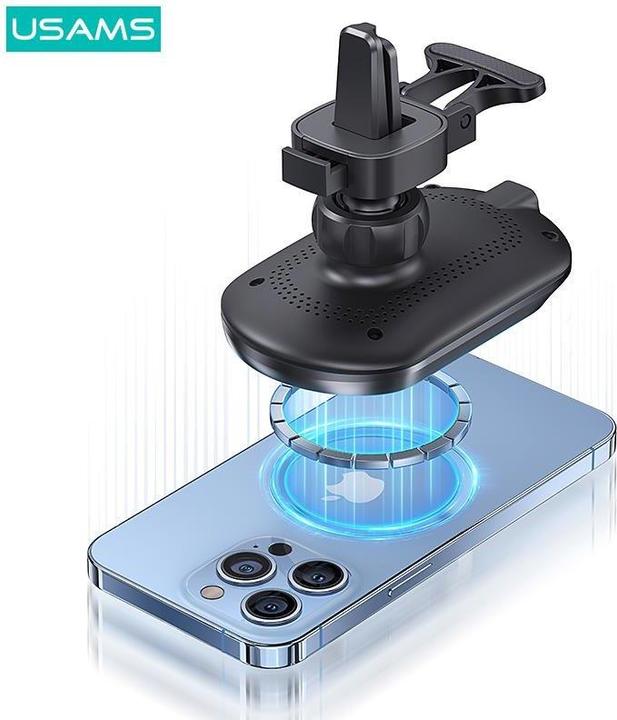 Actual product image Usams Magnetyczny uchwyt indukcyjny Wireless Charging 15W do kratki went. czarny/black CD182ZJ01 (US