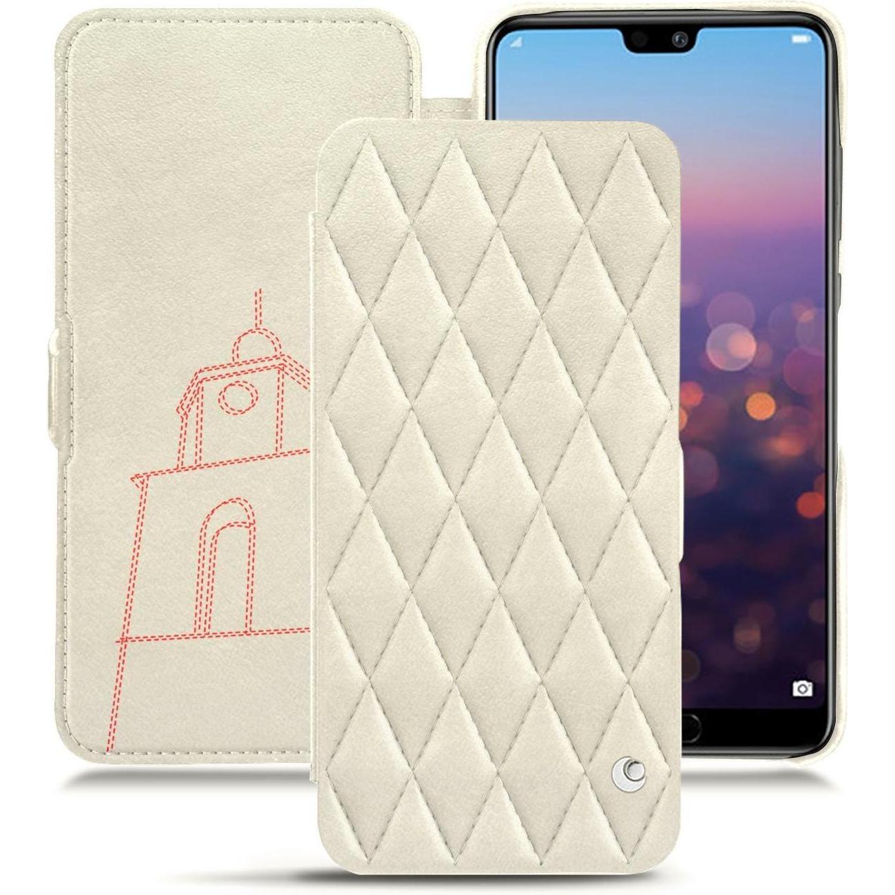 Noreve Lederschutzhülle horizontal (Huawei P20 Pro), Smartphone Hülle, Weiss