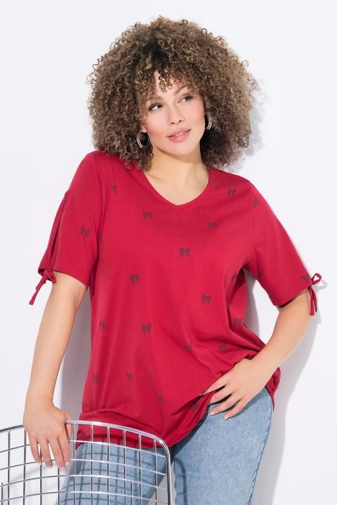 Produktbild Ulla Popken T-Shirt, Schleifen, A-Linie, V-Ausschnitt, Halbarm (58)