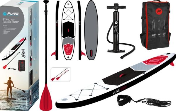 Produktbild Pure Pure2improve Stand-Up Paddle Board 4Fun Basic 320 (weiss/rot/grau, 320cm × 76cm × 15cm, 10.6kg)