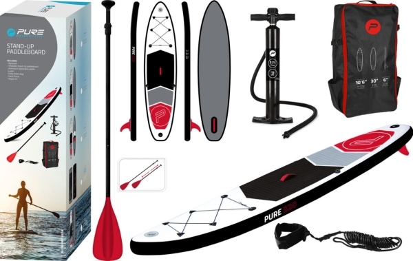 Actual product image Pure Pure2improve Stand-Up Paddle Board 4Fun Basic 320 (white/red/grey, 320cm × 76cm × 15cm, 10.6kg)