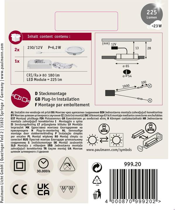 Image du produit Paulmann Luminaires encastrés dans les meubles (360 lm)