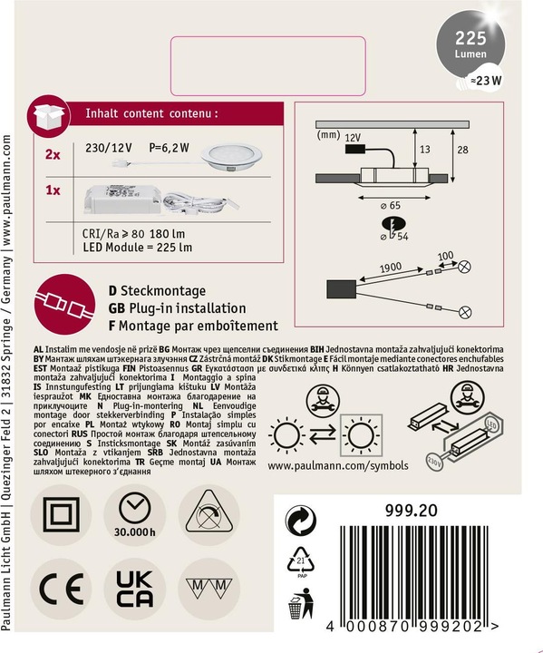 Produktbild Paulmann Möbeleinbauleuchten (360 lm)