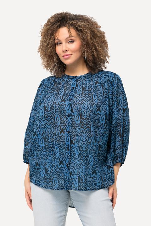 Image du produit Ulla Popken Blouse à manches 3/4 et col montant, imprimé graphique (46, 48)