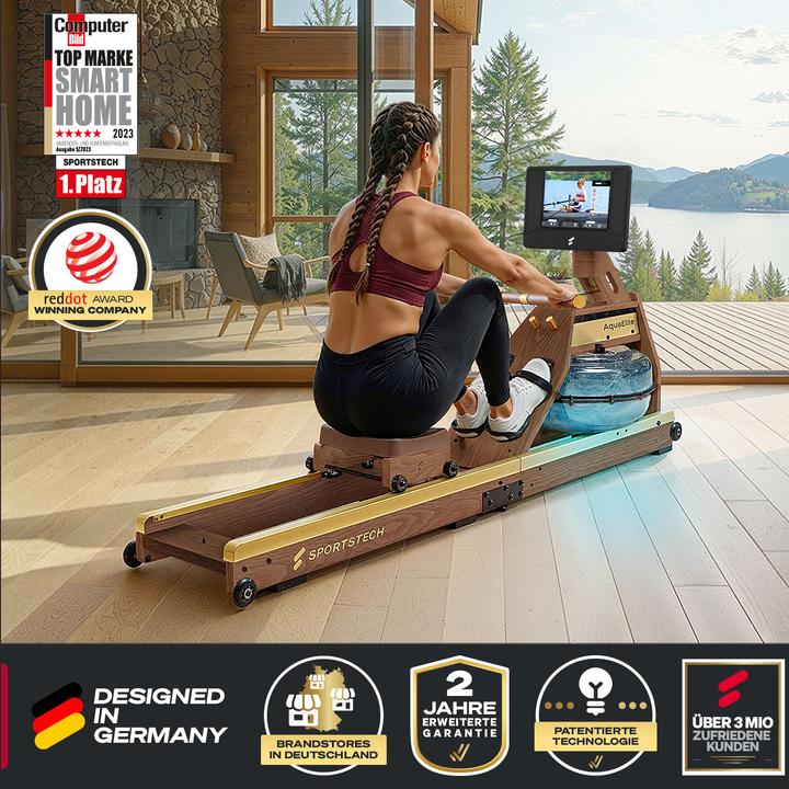 Produktbild Sportstech AquaElite 10,1" Rudergerät Wasser für Zuhause