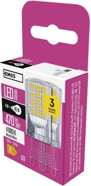 Produktbild Emos LED Lampe Classic JC / G9 / 4 W (40 W) / 470 lm / Neutralweiss (G9, 470 lm, 2 x)