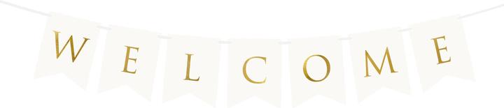 Partydeco Girlande Welcome 15 x 95 cm, Weiss/Gold