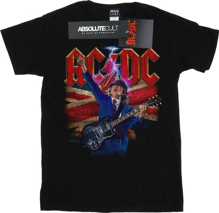 Actual product image AC/DC Girls Angus Union Flag Lightning Cotton T-Shirt (140, 146)