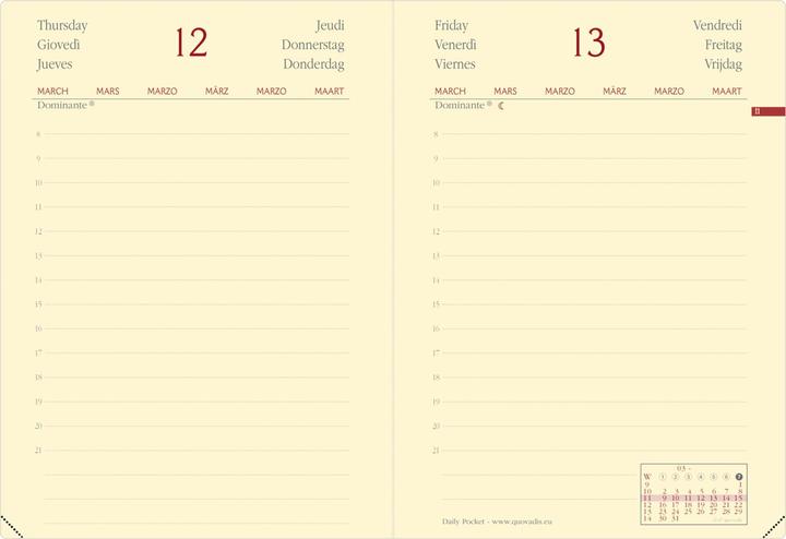 Produktbild Quo Vadis Agenda Daily PRE ML Silk 2023 617014Q schwarz, 1T/S, 8,5x13cm (8.5 x 13 cm, Deutsch, Französisch, Spanisch, Englisch, Italienisch)