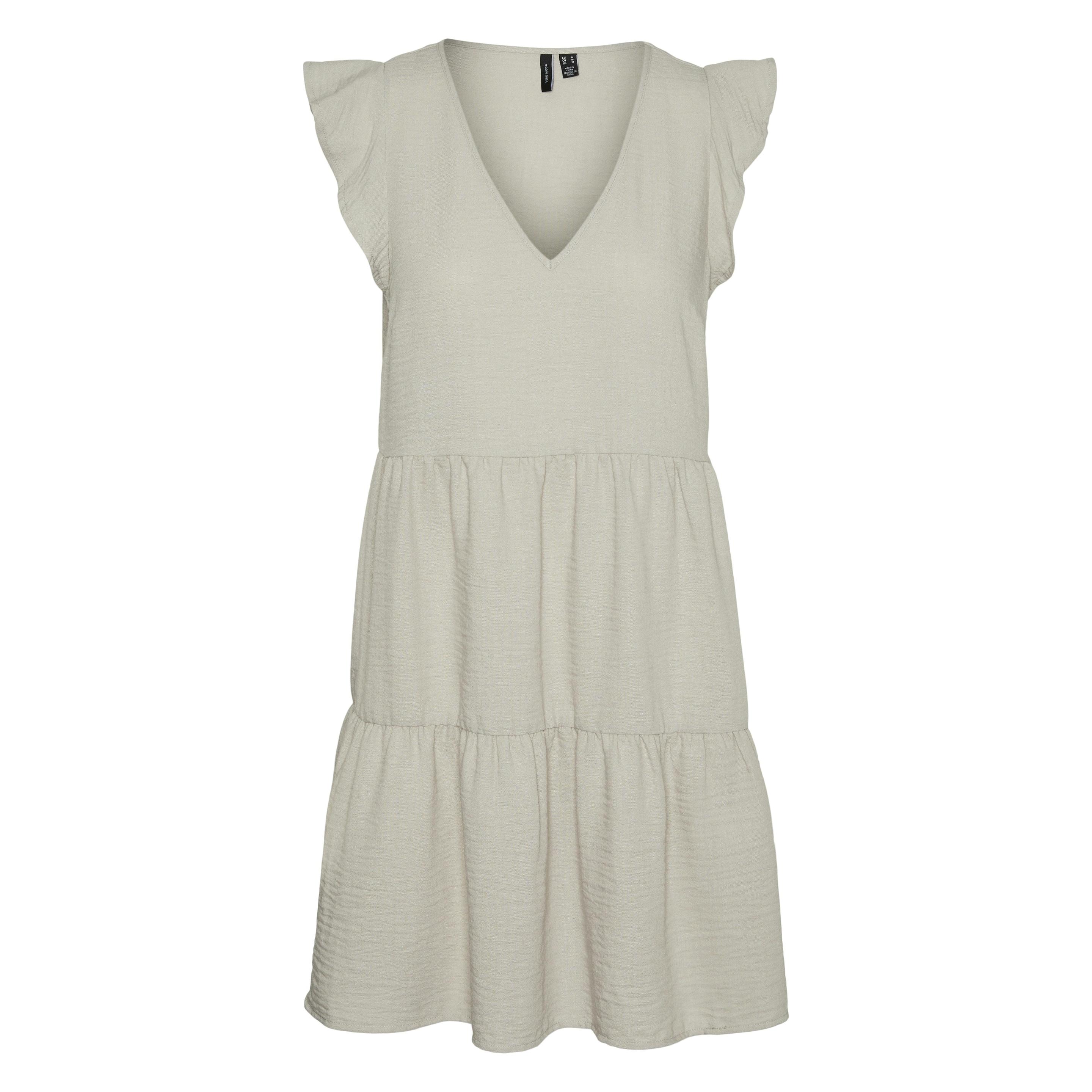 Vero Moda, Damen, Kleider, Vmkita Ss Frill V-Neck Dress Wvn Exp Ga, Grau, Silber, (M)