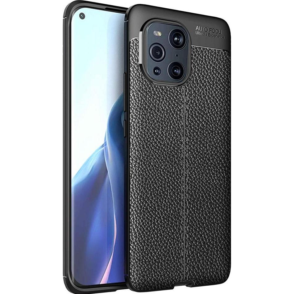 Screenguard Oppo Find X3 Pro Hülle Leather Design TPU Cover (Oppo Find X3 Pro), Smartphone Hülle, Schwarz