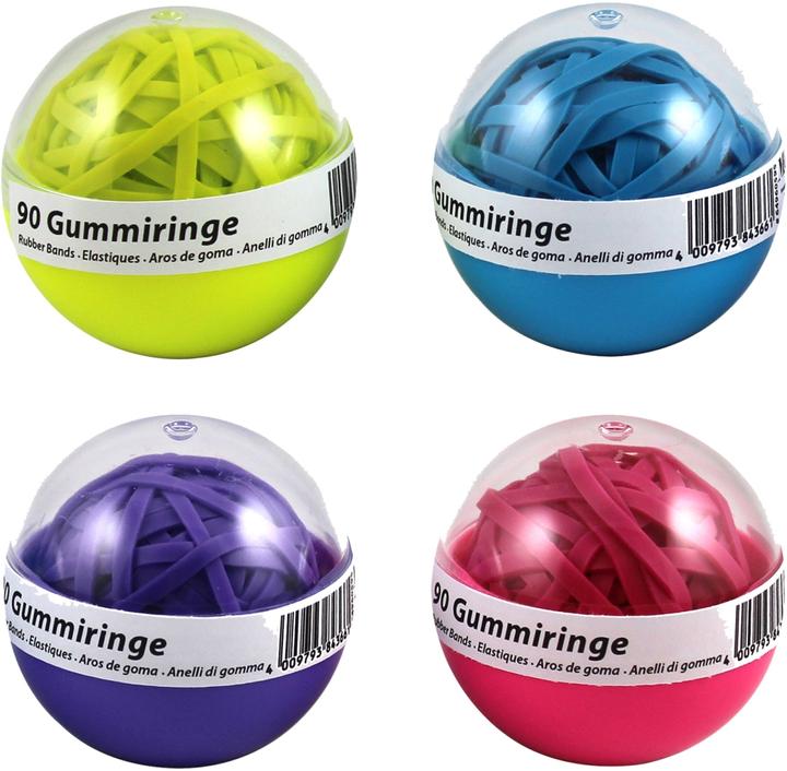 Metzger&Mendle Rubber ring ball PU=90 pieces coloured neon assorted screw-top tin (90 pcs.)
