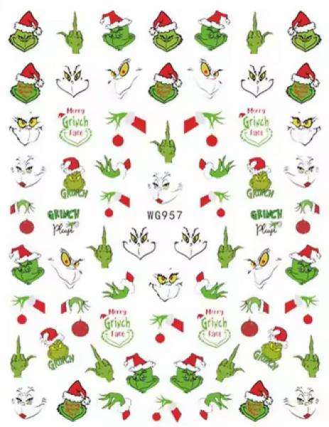Nagellack24 Nail Art Sticker selbstklebend - The Grinch - 957 (Nageltattoo)