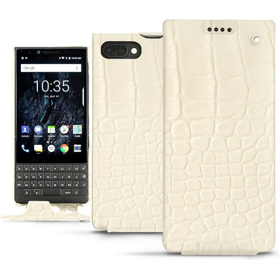 Noreve Lederschutzhülle vertikal (Blackberry KEY2), Smartphone Hülle, Weiss