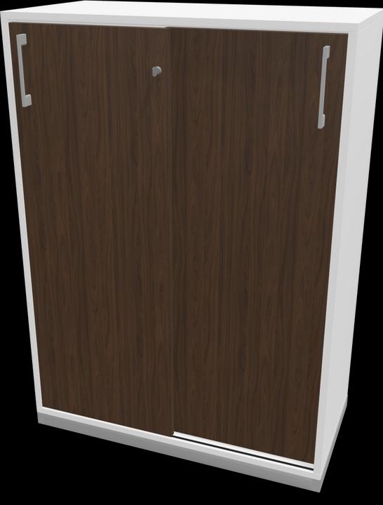 Walnut decor dark with structure, Silver grey, White