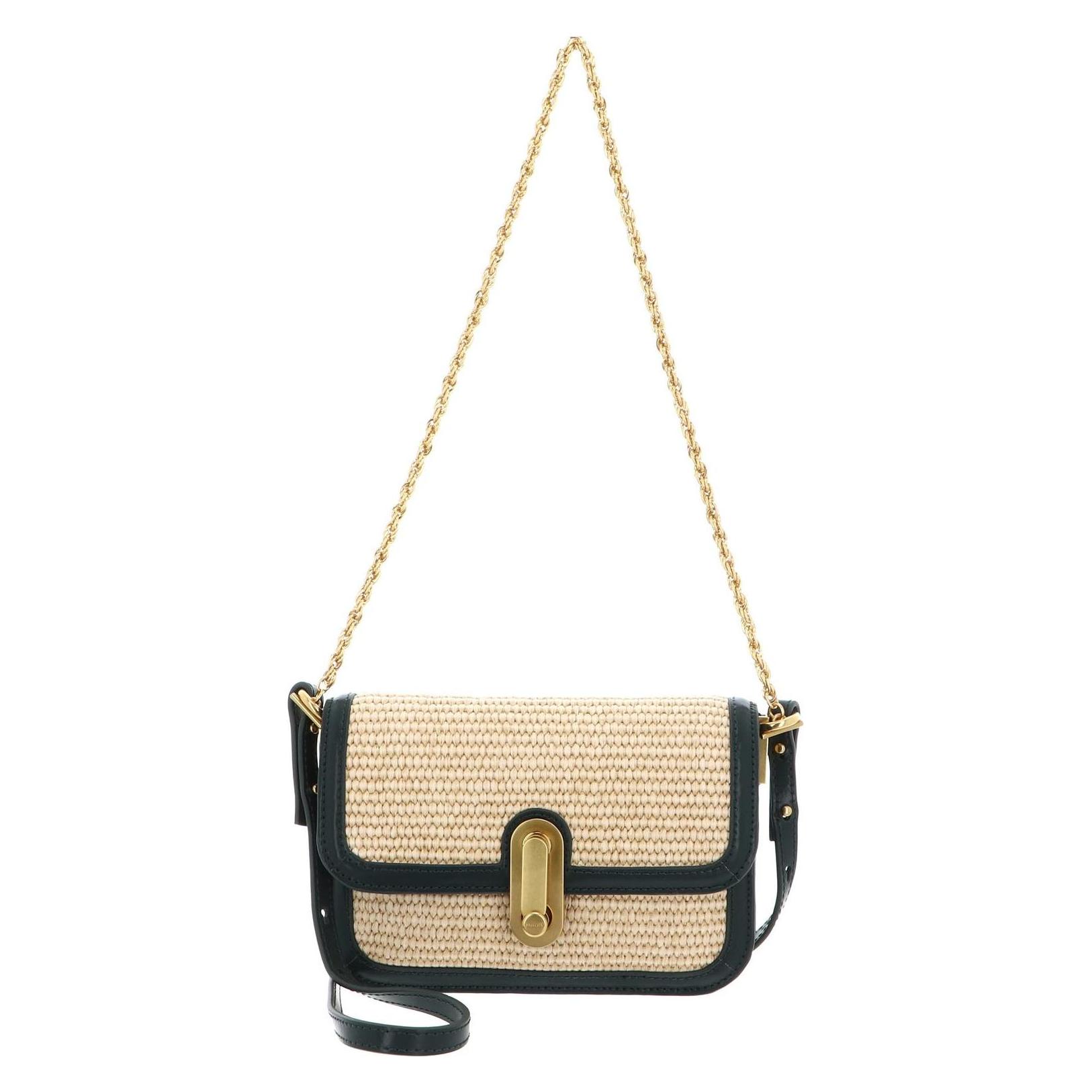 Ted Baker, Damen, Handtasche, Twist Lock Detail Raffia Crossbody Bag, Beige, Grün
