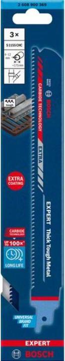 Actual product image Bosch Professional Zubehör EXPERT 'Thick Tough Metal' S 1155 CHC reciprocating saw blade, 3 pieces