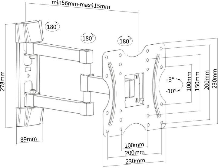 Image du produit PureMounts PM-FM12-200, Support mural (Mur, 30 kg, 23" - 42")