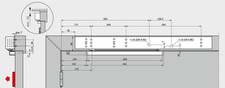 Productafbeelding Dormakaba Vrijloopdeurdranger TS 99 FLR / FLR-K Contur Design (Interieur)