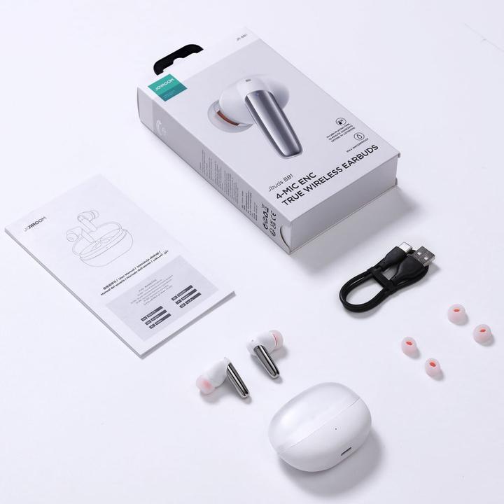 Actual product image Joyroom Jbuds Series JR-BB1 TWS wireless in-ear headphones - white (ANC, 7 h, Wireless)