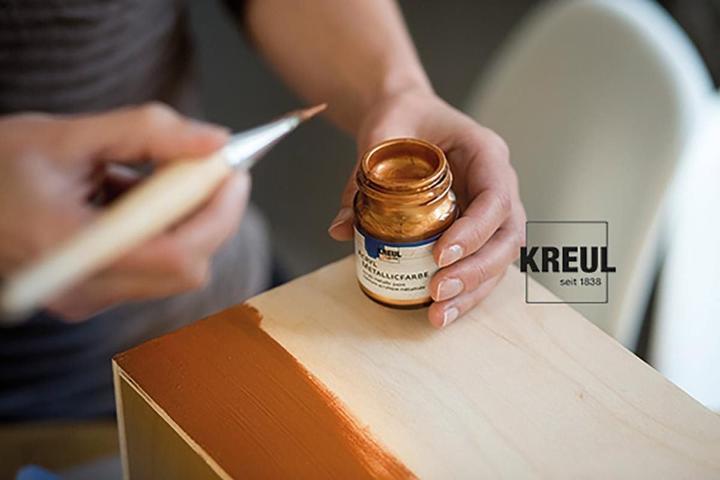 Actual product image Kreul acrylic metallic colours, basic set, 6 x 20 ml (Blue, Gold, Violet, Green, Red, Copper, 120 ml)