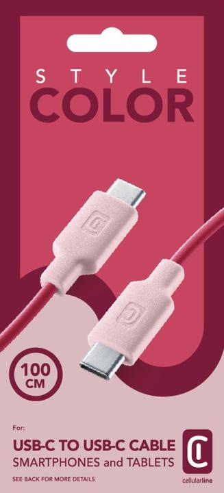 Produktbild Cellularline Stylecolor Cable 100cm - USB-C to USB-C (1 m, USB 3.2 Gen 1)