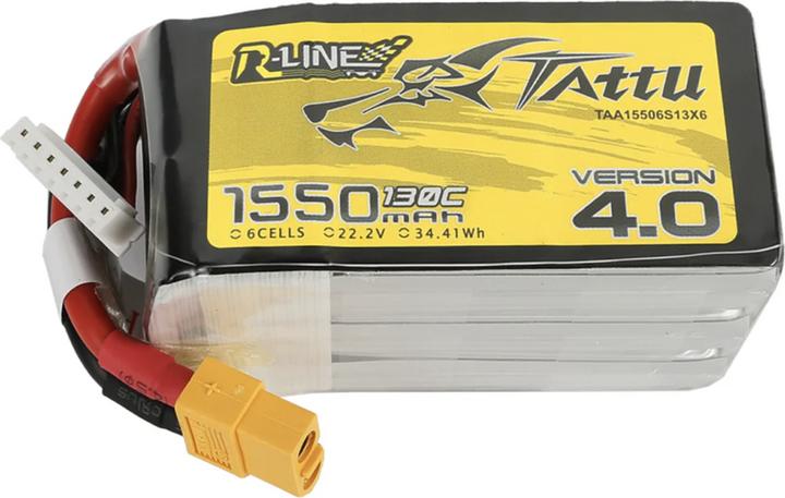 Tattu Accumulator R-Line 4.0 1550mAh 22.2V 130C 6S1P XT60 (22.20 V, 1550 mAh)