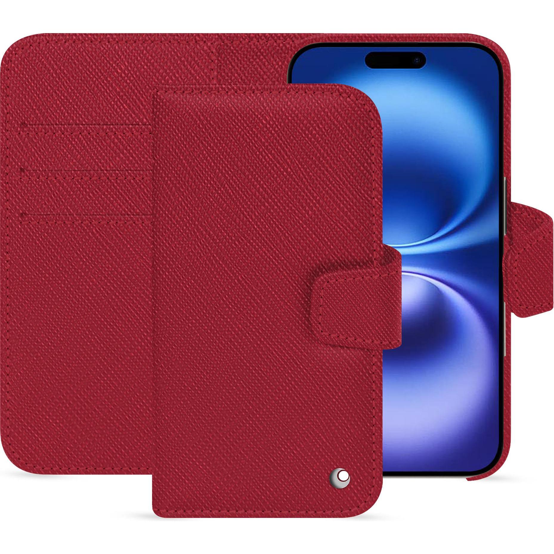 Noreve Lederschutzhülle Apple iPhone 16 (Apple iPhone 16), Smartphone Hülle, Rot