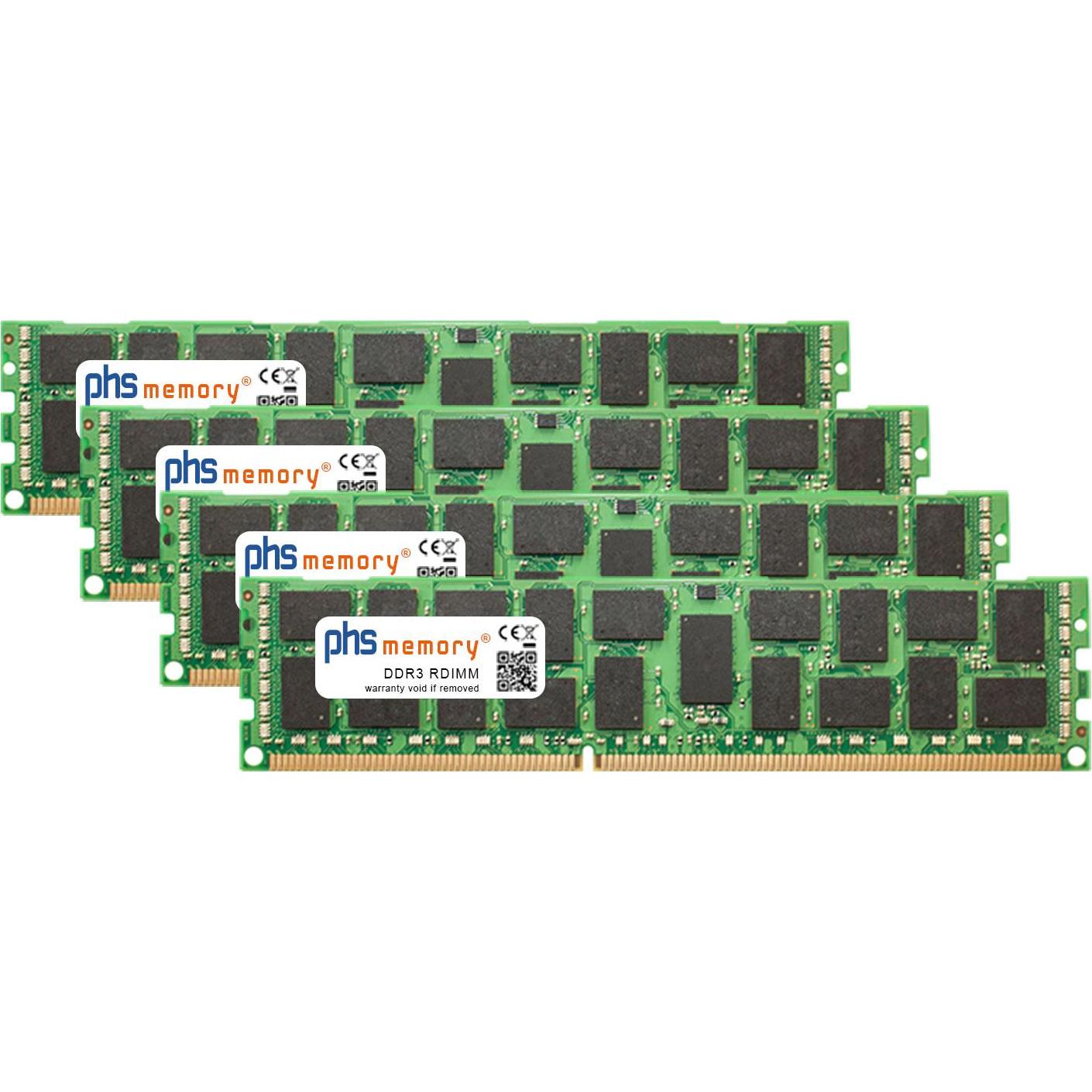 PHS-memory 64GB (4x16GB) Kit RAM Speicher für Fujitsu D2873 DDR3 RDIMM 1333MHz (Fujitsu D2873, 4 x 16GB), RAM Modellspez...