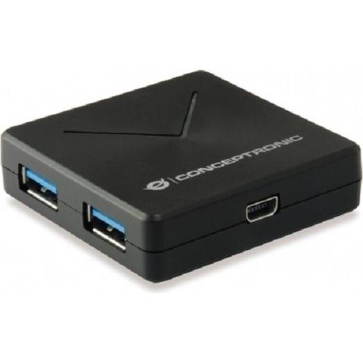 Conceptronic Hub Usb 4Port USB3.0 (Mini Usb, 4 Porte), Docking Station + Hub Usb, Nero