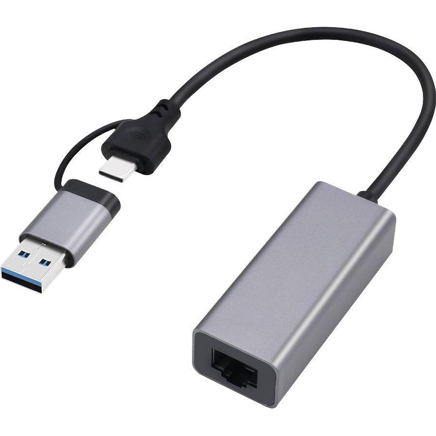 Gembird Carte Réseau USB-A/C 3.0 vers RJ45 Gigabit, Router, Grau, Schwarz