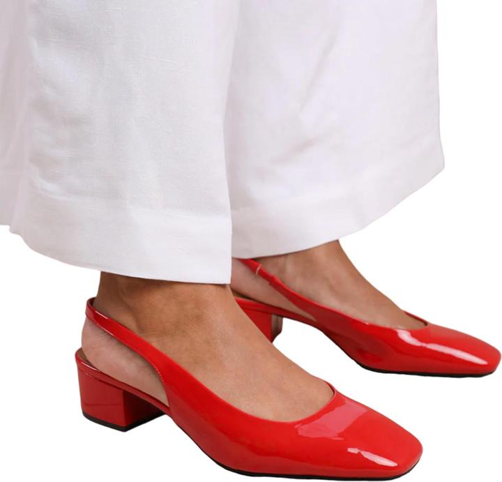 Actual product image Where's That From Womens/Ladies Michigan Patent Leather Sling Back Wide Low Heel Sandals (36)