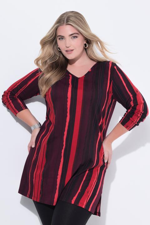 Produktbild Ulla Popken Longshirt, Batikdruck, A-Linie, V-Ausschnitt, Langarm (50, 52)