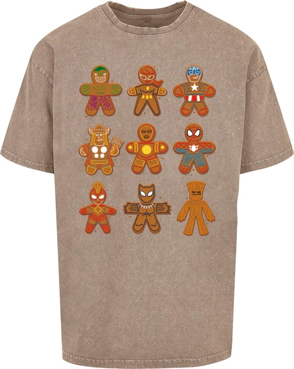 Image du produit Absolute Cult Marvel Universe - Christmas Gingerbread Avengers Acid Washed Oversized Tee - 114695 (L)