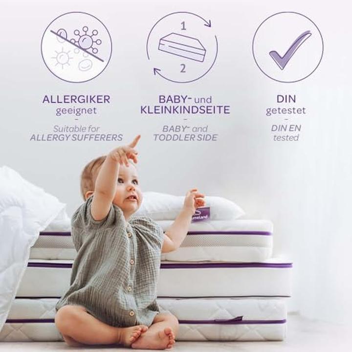 Produktbild Träumeland Babymatras mit Air Flow Comfort, Staprand, Öko-Tex 100 zertifiziert und wasbarer Hülse