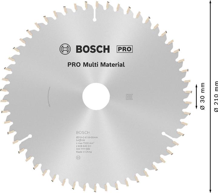 Produktbild Bosch Professional Zubehör PRO Multi Material Kreissägeblatt, 210 x 2,4 x 30 mm
