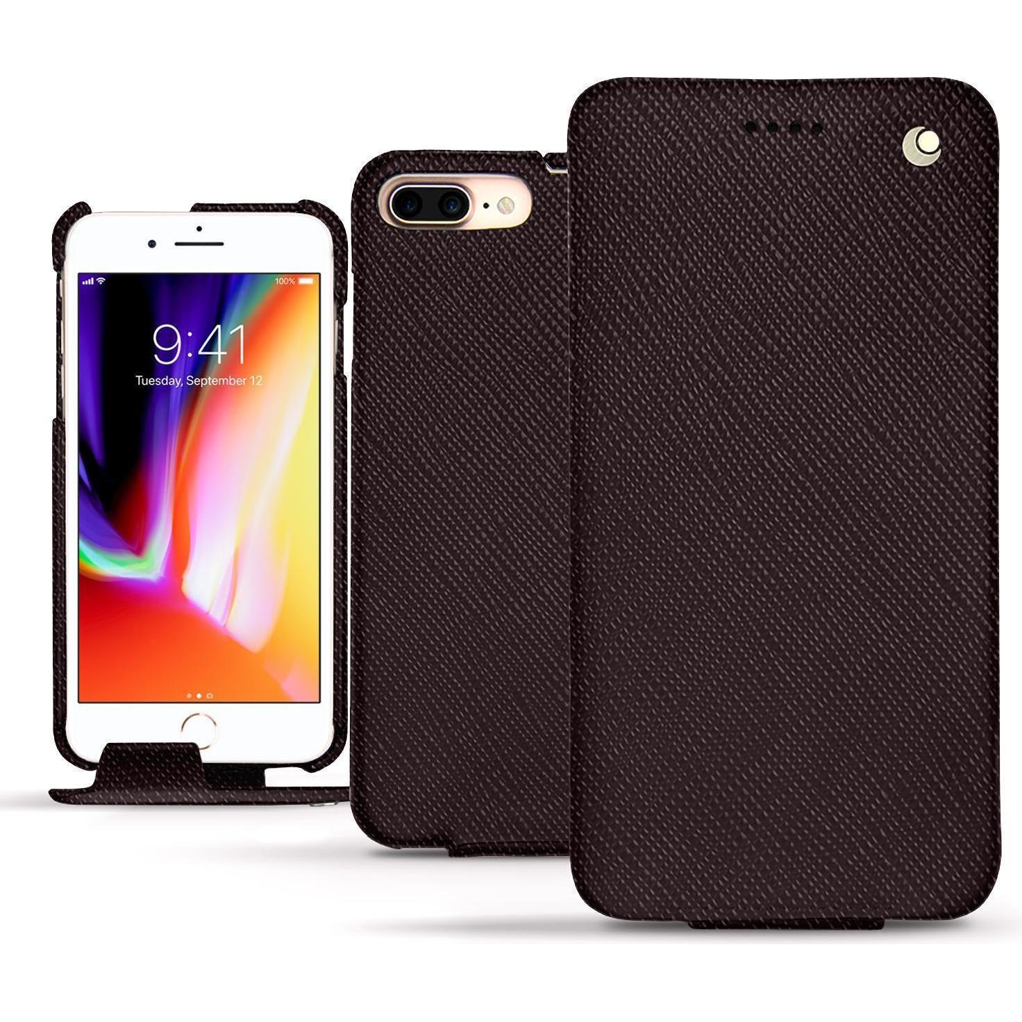Noreve Lederschutzhülle vertikal (Apple iPhone 8 Plus), Smartphone Hülle, Braun