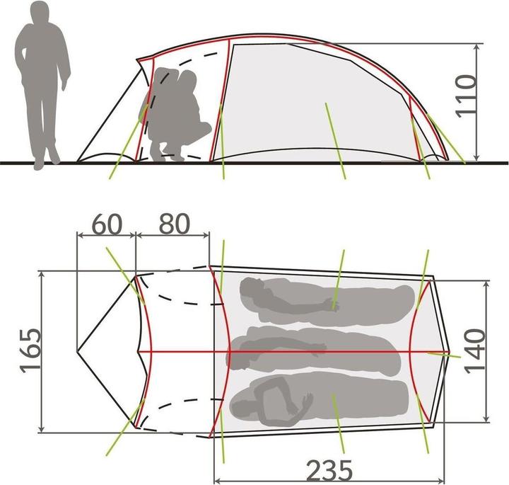 Actual product image Vaude Hogan SUL XT (Tunnel tent, 2.07 kg, 3 persons)