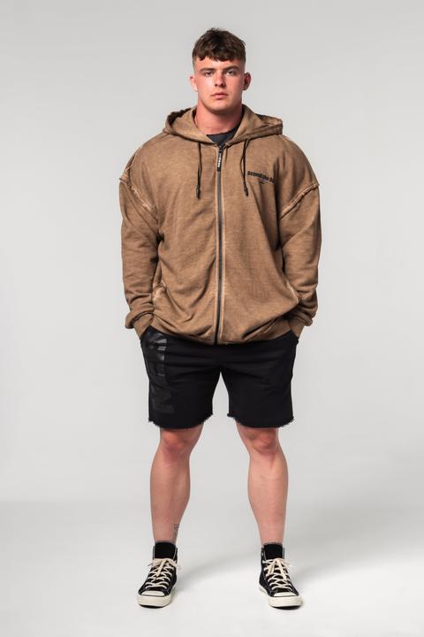 Actual product image Nebbia Washed-off Hoodie mit Reissverschluss Gym Bro 362 - light brown (L)