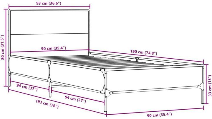 Image du produit vidaXL Bettgestell (90 x 190 cm)